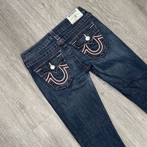 True Religion Denim Jeans with Pink and White
Stitching Size 27